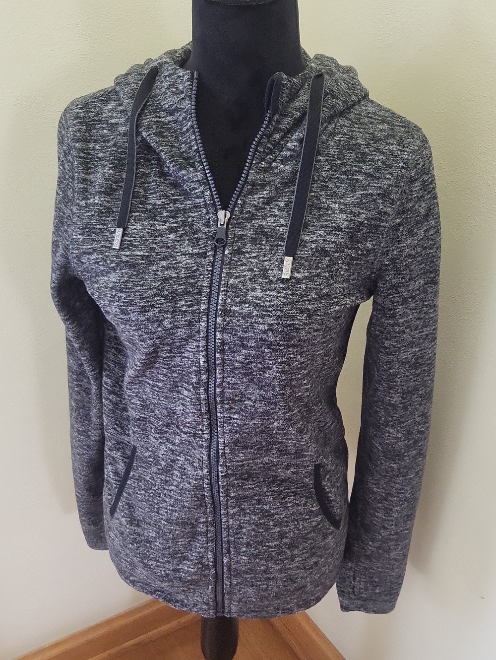 ROXY Women's Dry Flight Gray Fleece Full-Zip Hoodie Jacket Size Medium